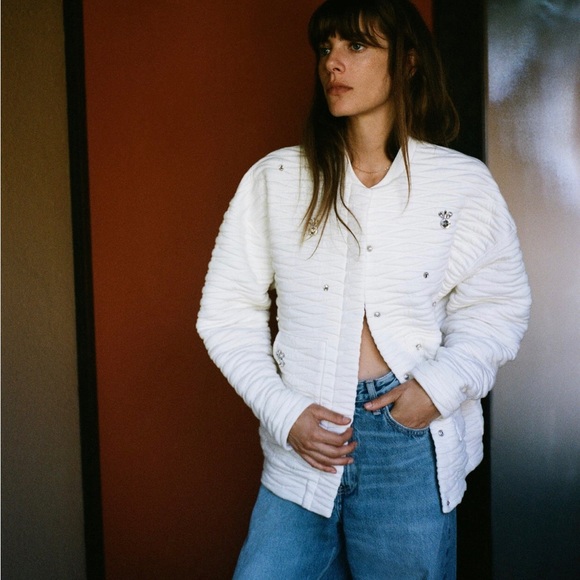 ZARA QUILTED JEWEL BOMBER BLOGGERES FAVORITE - Picture 2 of 9